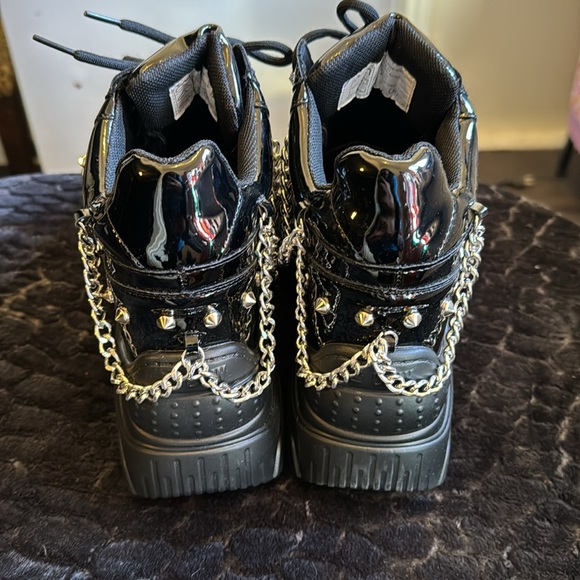 NEW platform Goth black studded and chained WTF by Anthony Wang Sneakers /boots. - Picture 6 of 9
